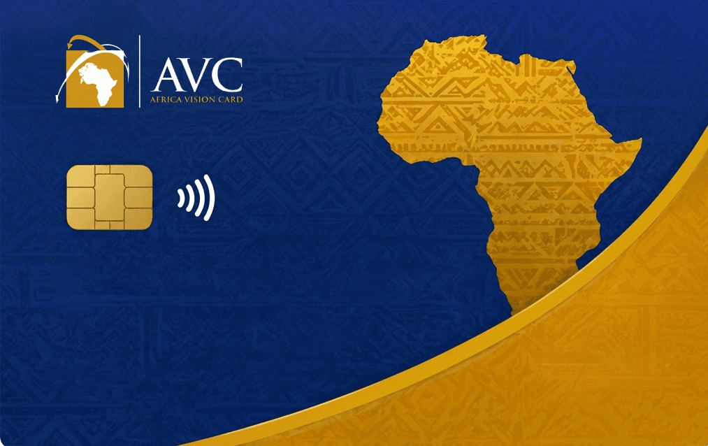 Africa Vision Card, blue with gold map of Africa